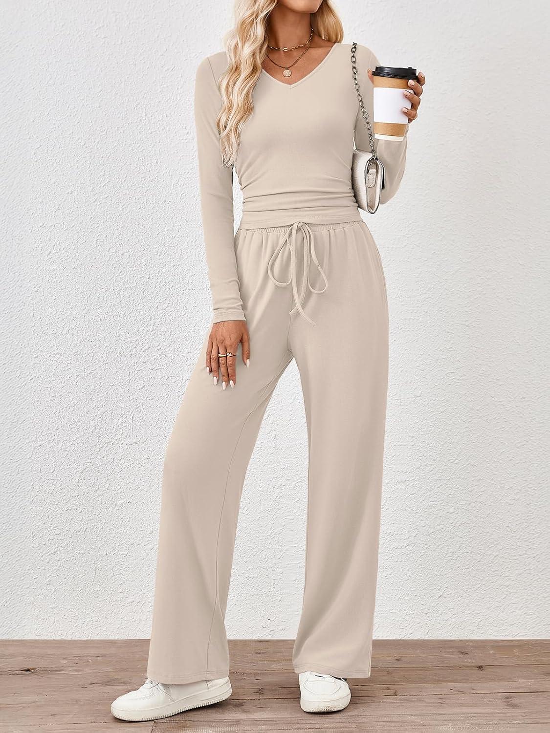 imageTrendy Queen 2 Piece Lounge Sets for Women Fall Outfits 2025 Fashion Two Piece Sweatsuits Business Casual Outfits ClothesBeige