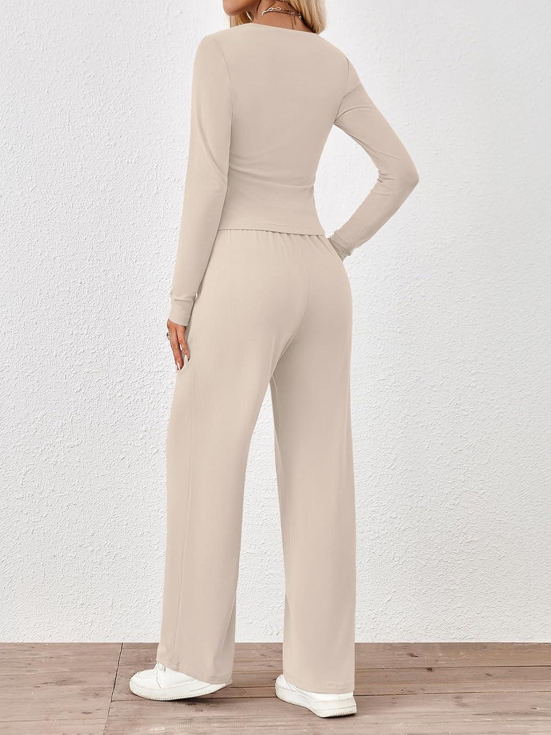 imageTrendy Queen 2 Piece Lounge Sets for Women Fall Outfits 2025 Fashion Two Piece Sweatsuits Business Casual Outfits ClothesBeige