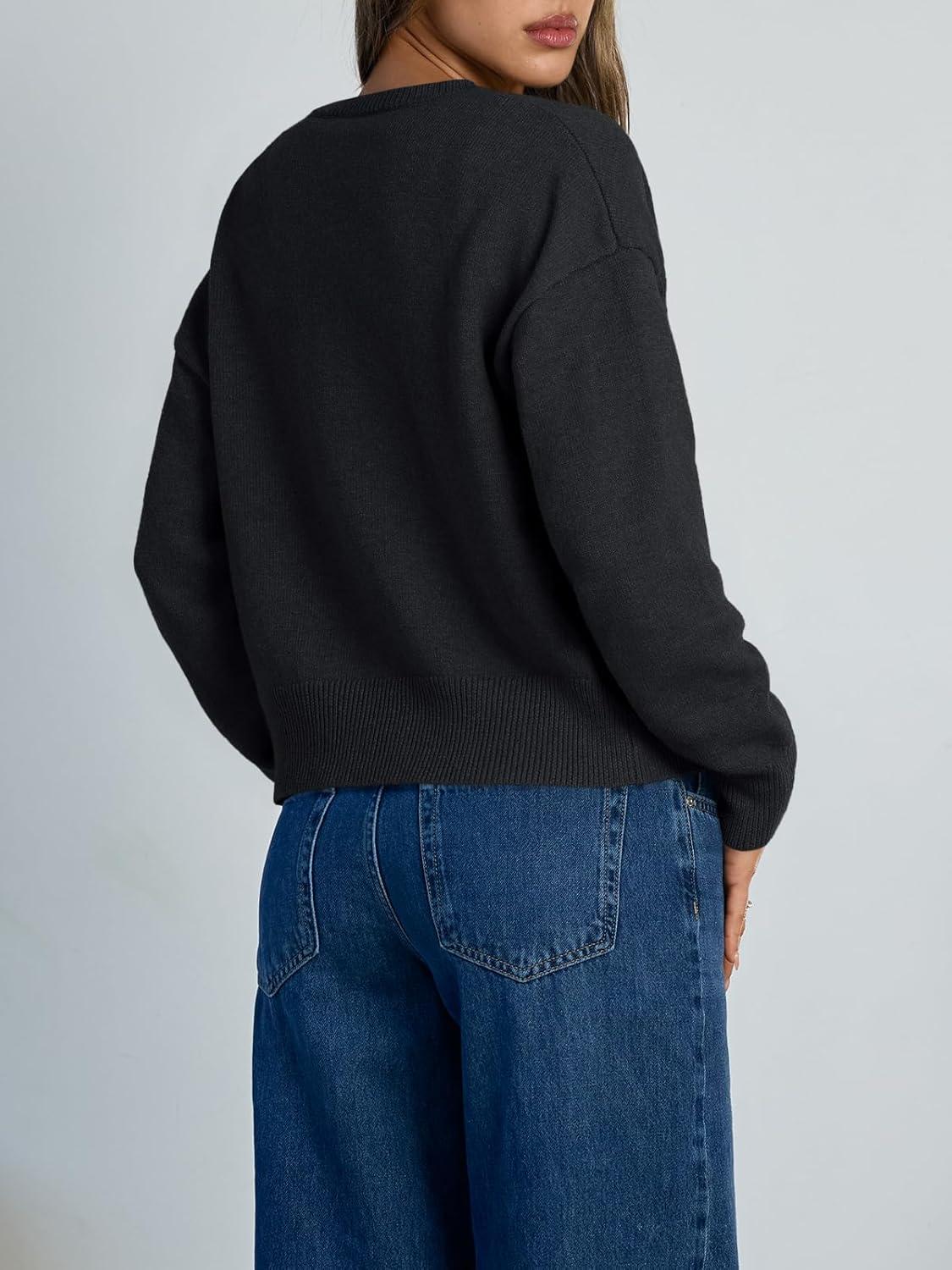 imageTrendy Queen Cropped Cardigan Sweaters for Women Lightweight Crop Knit Y2k Fall Outfits Fashion Clothes 2025Black