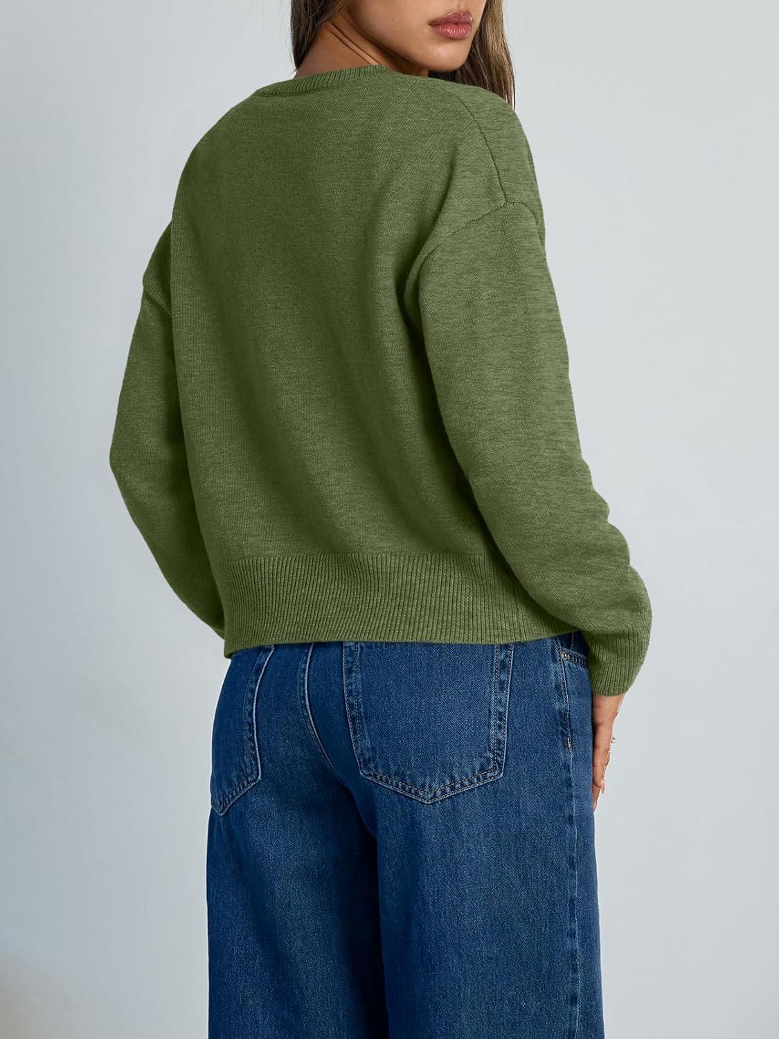 imageTrendy Queen Cropped Cardigan Sweaters for Women Lightweight Crop Knit Y2k Fall Outfits Fashion Clothes 2025Green