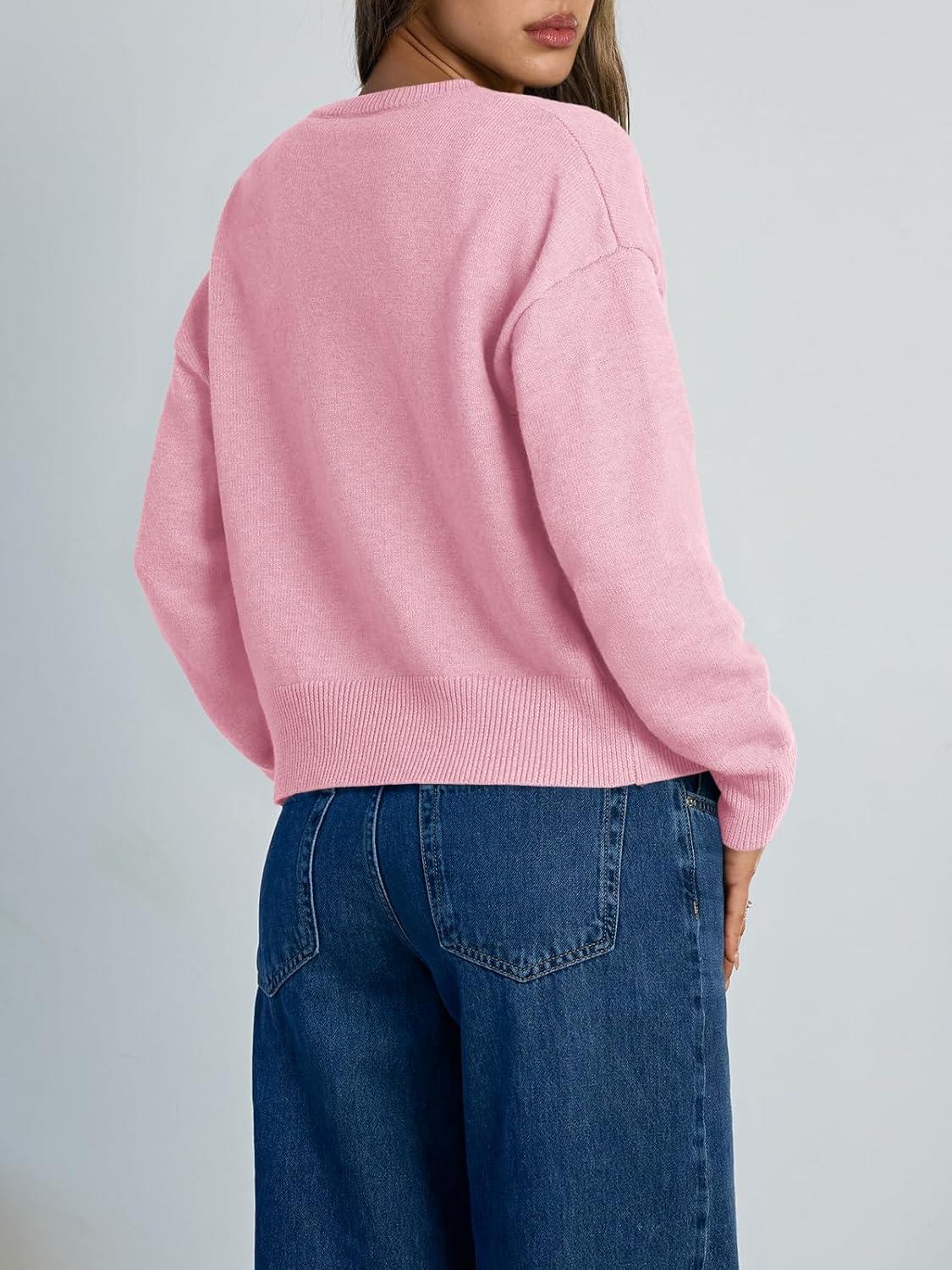 imageTrendy Queen Cropped Cardigan Sweaters for Women Lightweight Crop Knit Y2k Fall Outfits Fashion Clothes 2025Light Pink