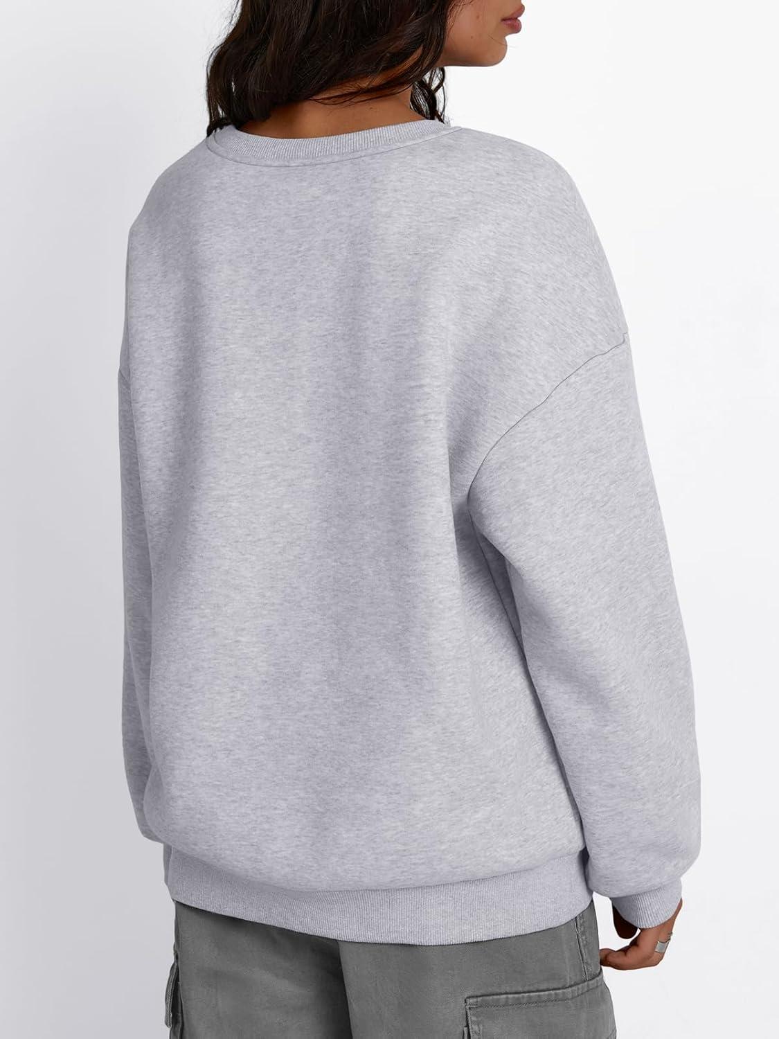 imageTrendy Queen Fleece Sherpa Lined Sweatshirts for Women 2025 Fall Fashion Winter Crewneck Pullover Hoodies Outfits ClothesHeather Grey