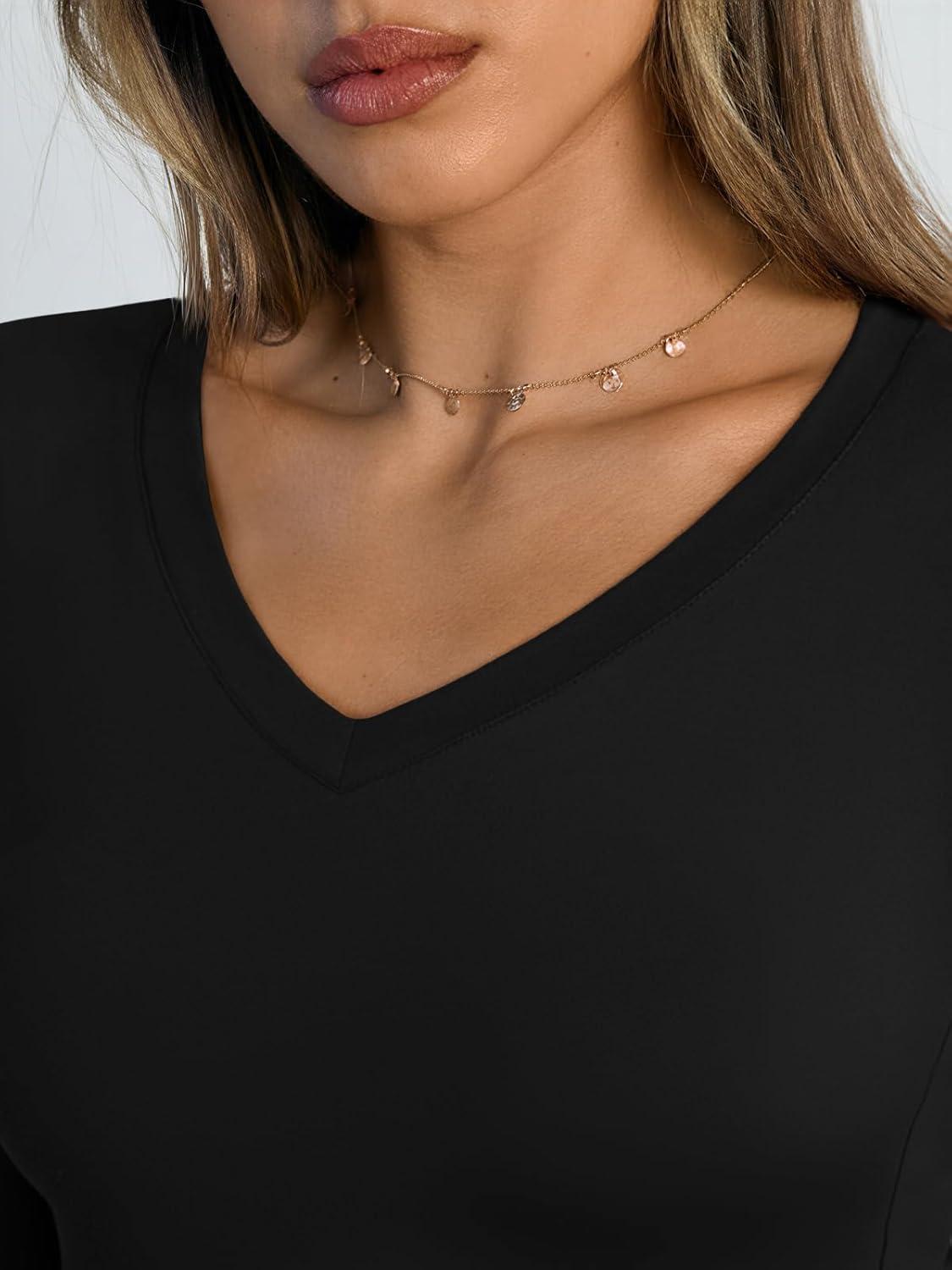 imageTrendy Queen Long Sleeve Shirts for Women 2025 Fall Fashion V Neck Basics Crop Tops Slim Fitted Y2K Tops Outfits ClothesBlack