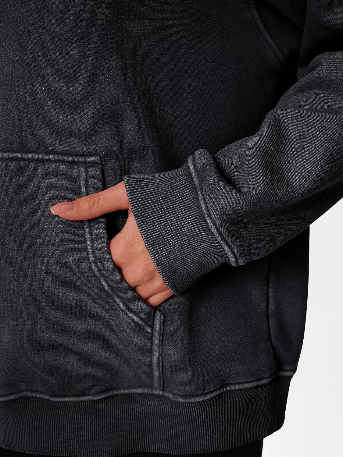 imageTrendy Queen Oversized Hoodies for Women Acid Wash Sweatshirt Cute Pullover Fall Winter Long Sleeve ShirtsBlack