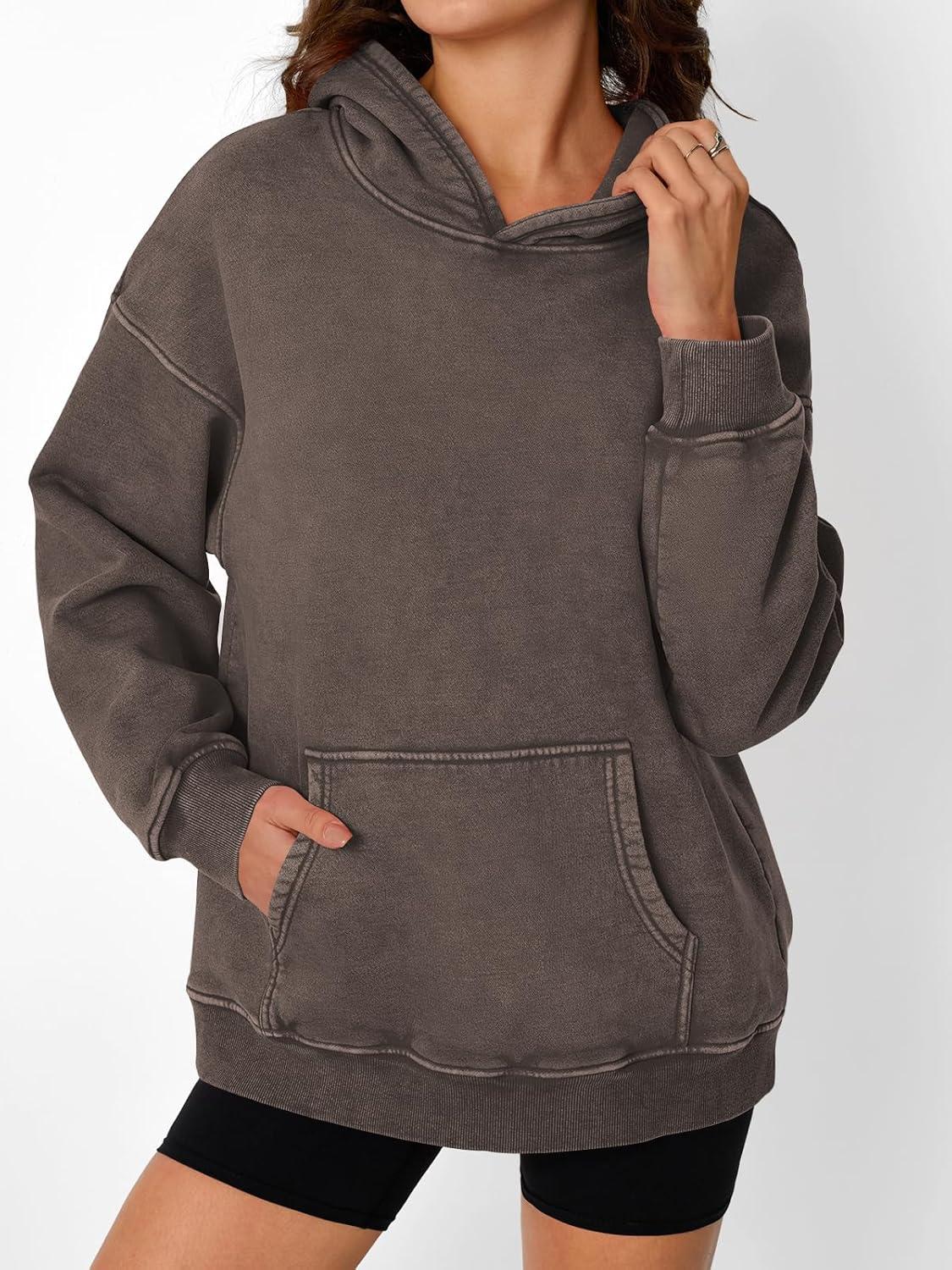 imageTrendy Queen Oversized Hoodies for Women Acid Wash Sweatshirt Cute Pullover Fall Winter Long Sleeve ShirtsBrown