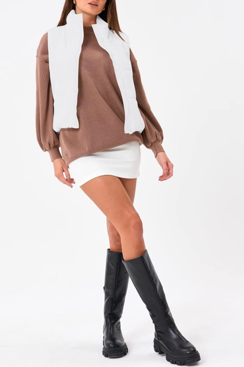 imageTrendy Queen Puffer Vest Women Sleeveless Winter Outerwear Warm Puffer Lightweight Fashion Standup Collar Down VestWhite