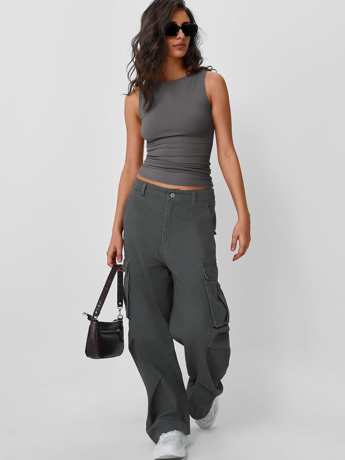 imageTrendy Queen Women Going Out Summer Tank Tops Spring Casual Basic Cute 2025 Sleeveless Shirt Vacation Fashion Outfit ClothesGrey