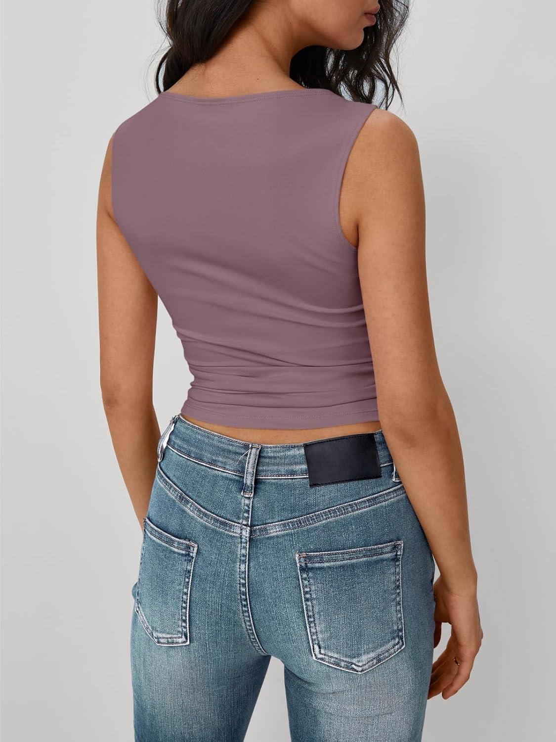 imageTrendy Queen Women Going Out Summer Tank Tops Spring Casual Basic Cute 2025 Sleeveless Shirt Vacation Fashion Outfit ClothesNutmeg