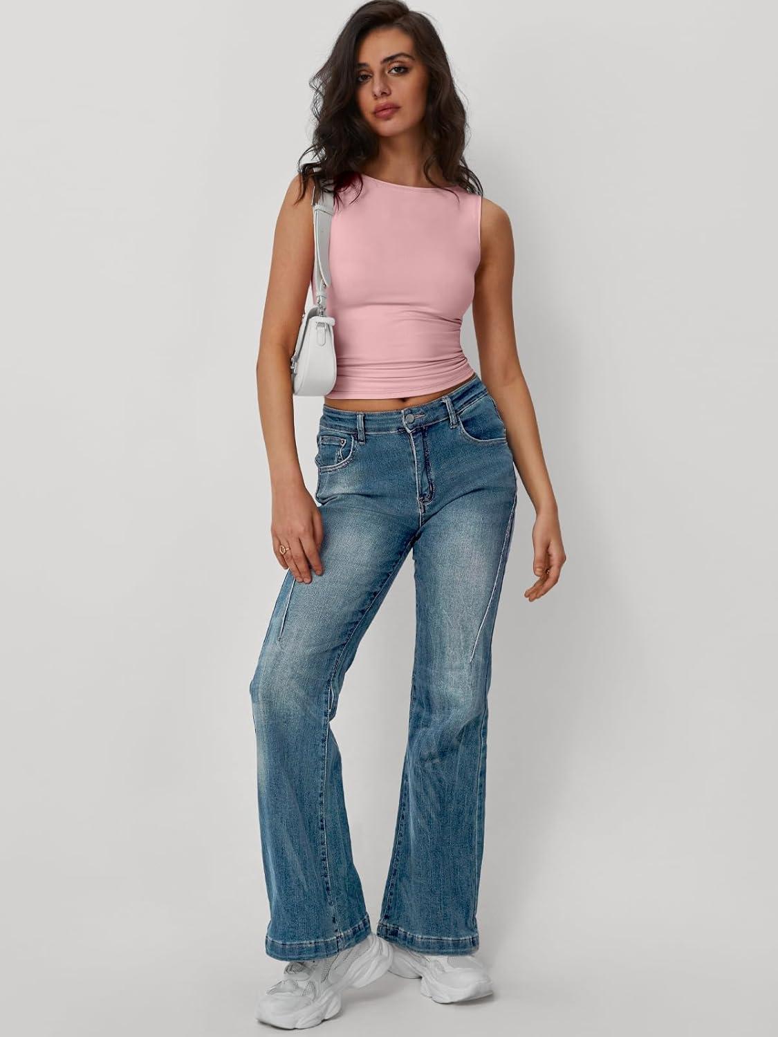 imageTrendy Queen Women Going Out Summer Tank Tops Spring Casual Basic Cute 2025 Sleeveless Shirt Vacation Fashion Outfit ClothesPink