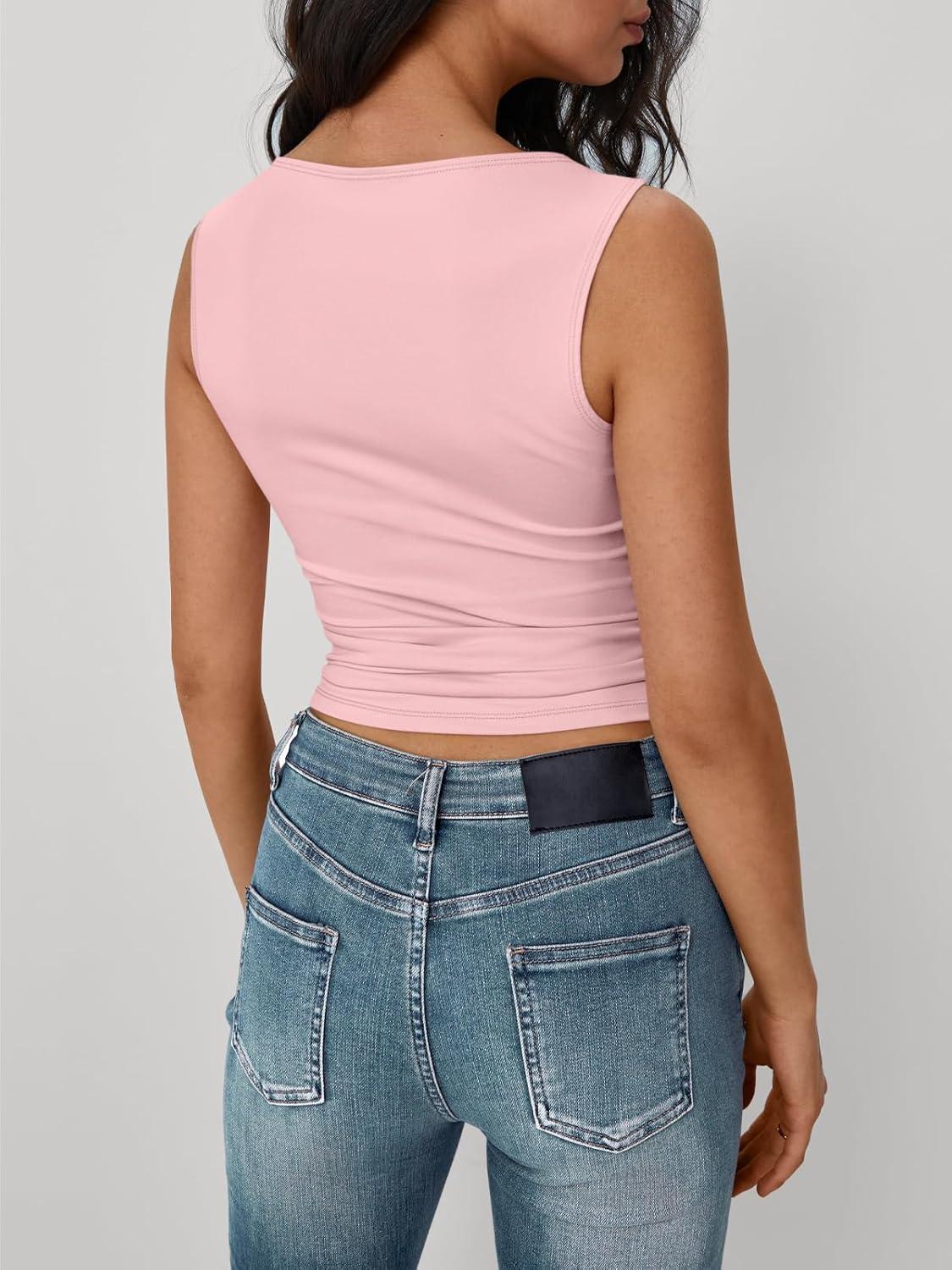 imageTrendy Queen Women Going Out Summer Tank Tops Spring Casual Basic Cute 2025 Sleeveless Shirt Vacation Fashion Outfit ClothesPink