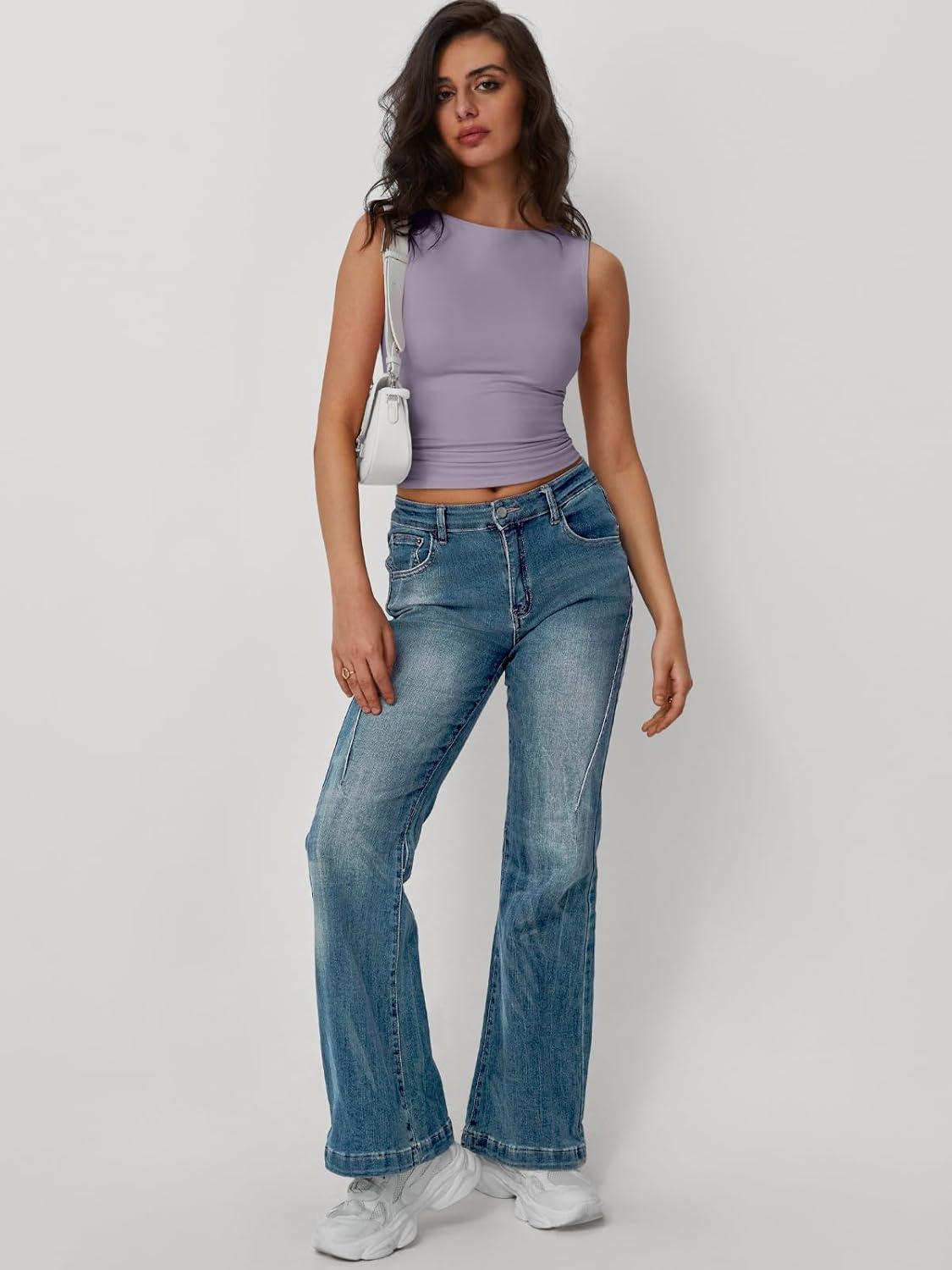 imageTrendy Queen Women Going Out Summer Tank Tops Spring Casual Basic Cute 2025 Sleeveless Shirt Vacation Fashion Outfit ClothesPurple