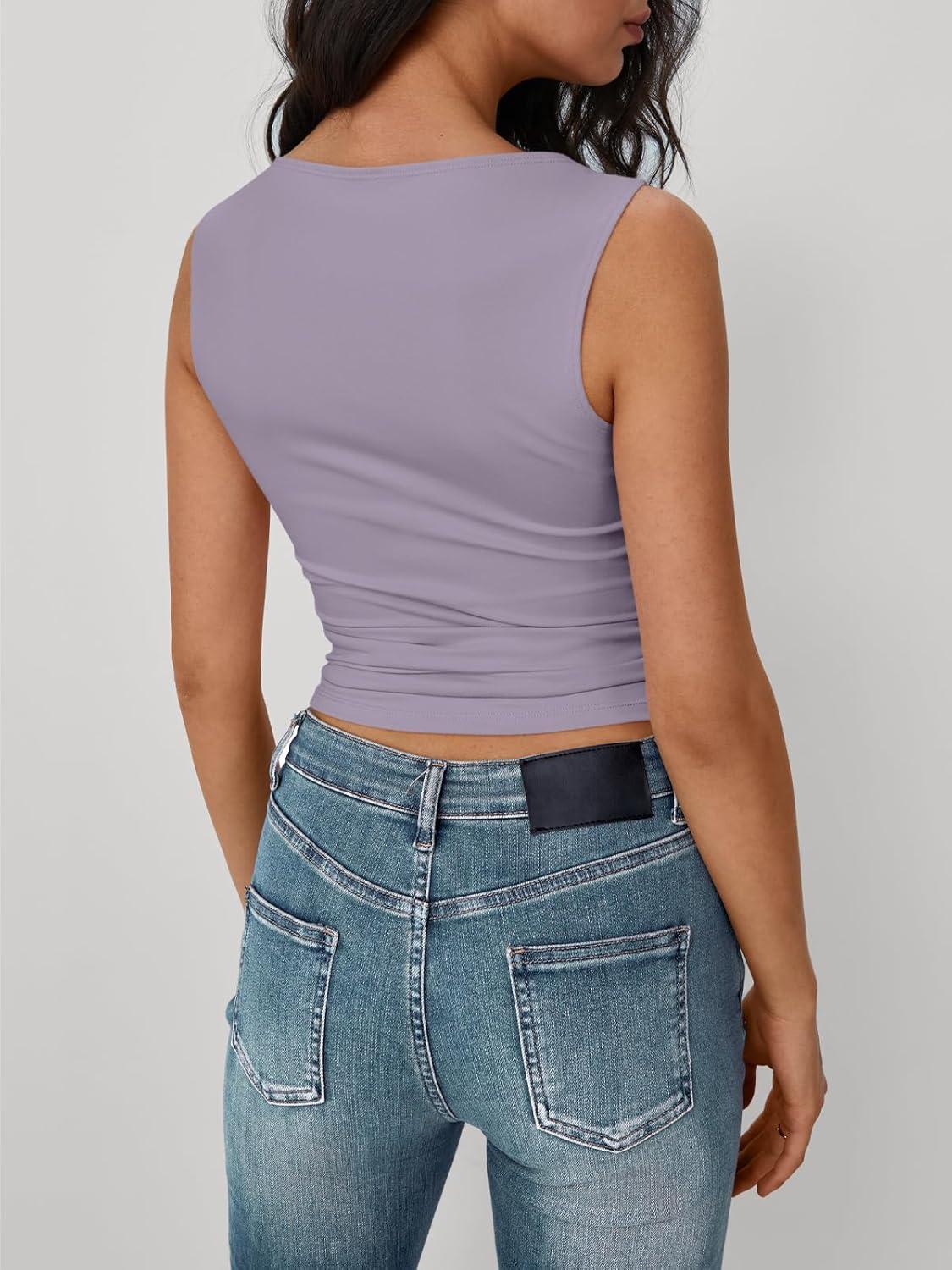 imageTrendy Queen Women Going Out Summer Tank Tops Spring Casual Basic Cute 2025 Sleeveless Shirt Vacation Fashion Outfit ClothesPurple