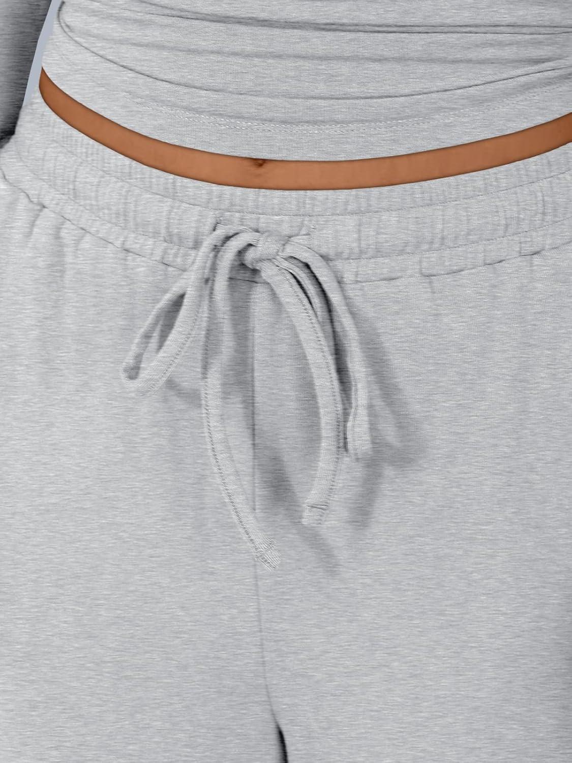 imageTrendy Queen Womens 2 Piece Matching Lounge Sets Long Sleeve Henley Neck Slightly Crop Top Wide Leg Pants Casual Sweat SuitOatmeal Grey