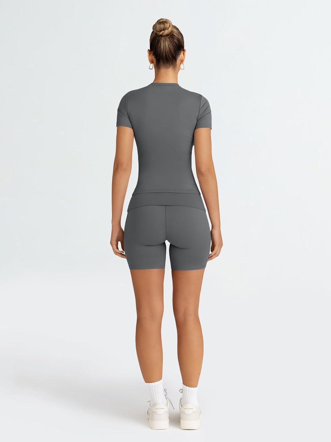 imageTrendy Queen Womens 2 Piece Workout Sets Short Matching Lounge Sets Summer Clothes Going Out Gym OutfitsDarkgrey