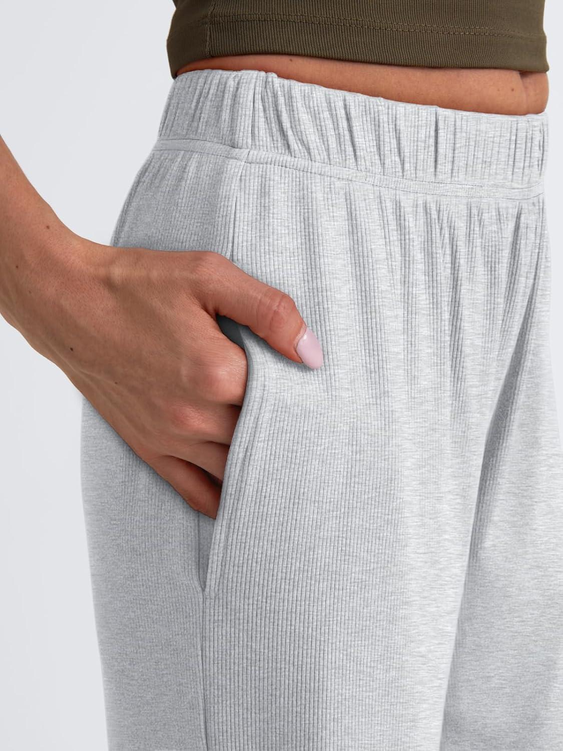 imageTrendy Queen Womens Business Casual Pants Barrel Sweatpants Wide Leg Comfy Lounge Pants Baggy Flowy Ribbed Fall OutfitsGrey