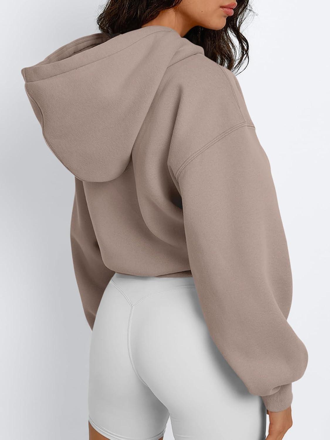 imageTrendy Queen Womens Cute Cropped Hoodies Y2k Long Sleeve Sweatshirts Fall Fashion Outfits Winter Sweater Clothes 2025Coffee Grey