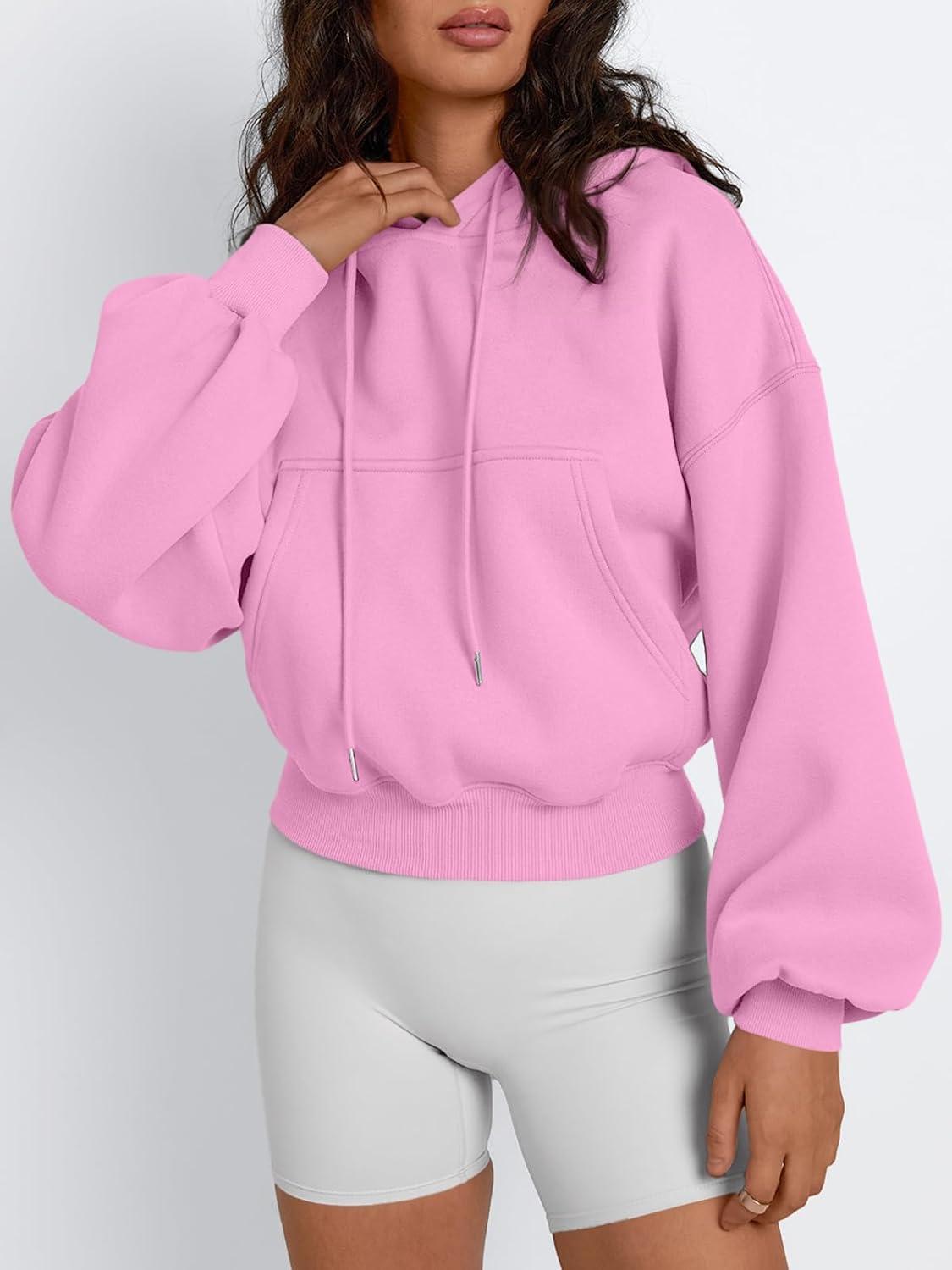 imageTrendy Queen Womens Cute Cropped Hoodies Y2k Long Sleeve Sweatshirts Fall Fashion Outfits Winter Sweater Clothes 2025Pink