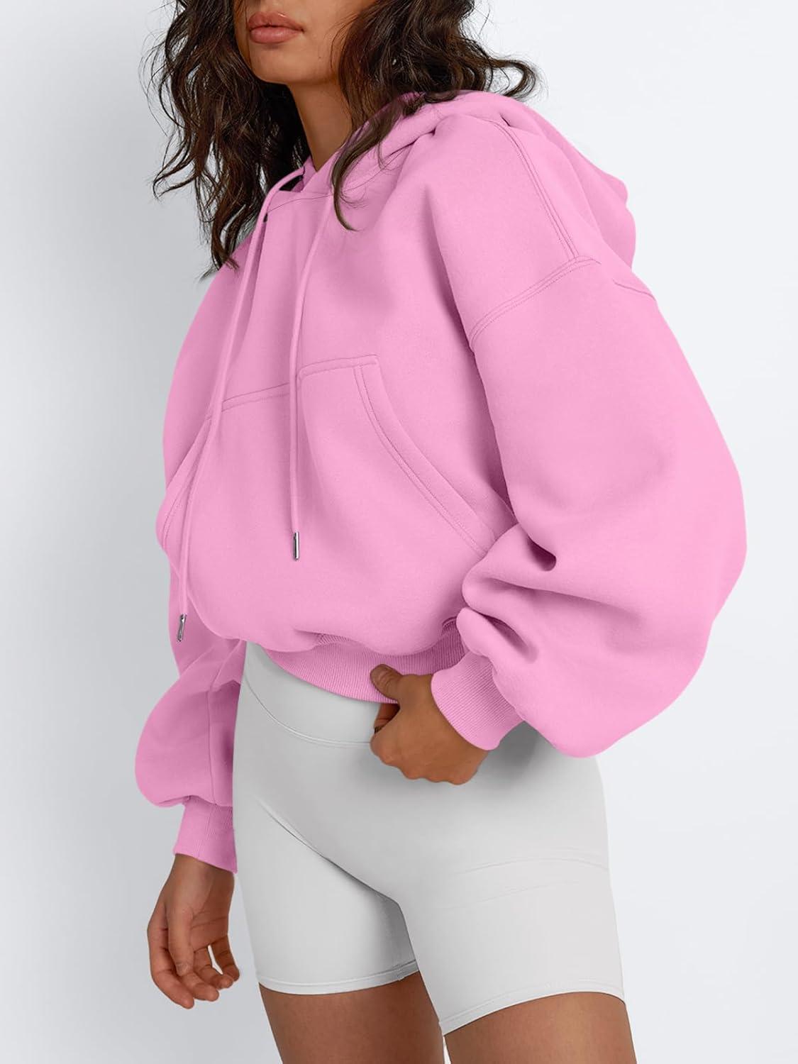 imageTrendy Queen Womens Cute Cropped Hoodies Y2k Long Sleeve Sweatshirts Fall Fashion Outfits Winter Sweater Clothes 2025Pink