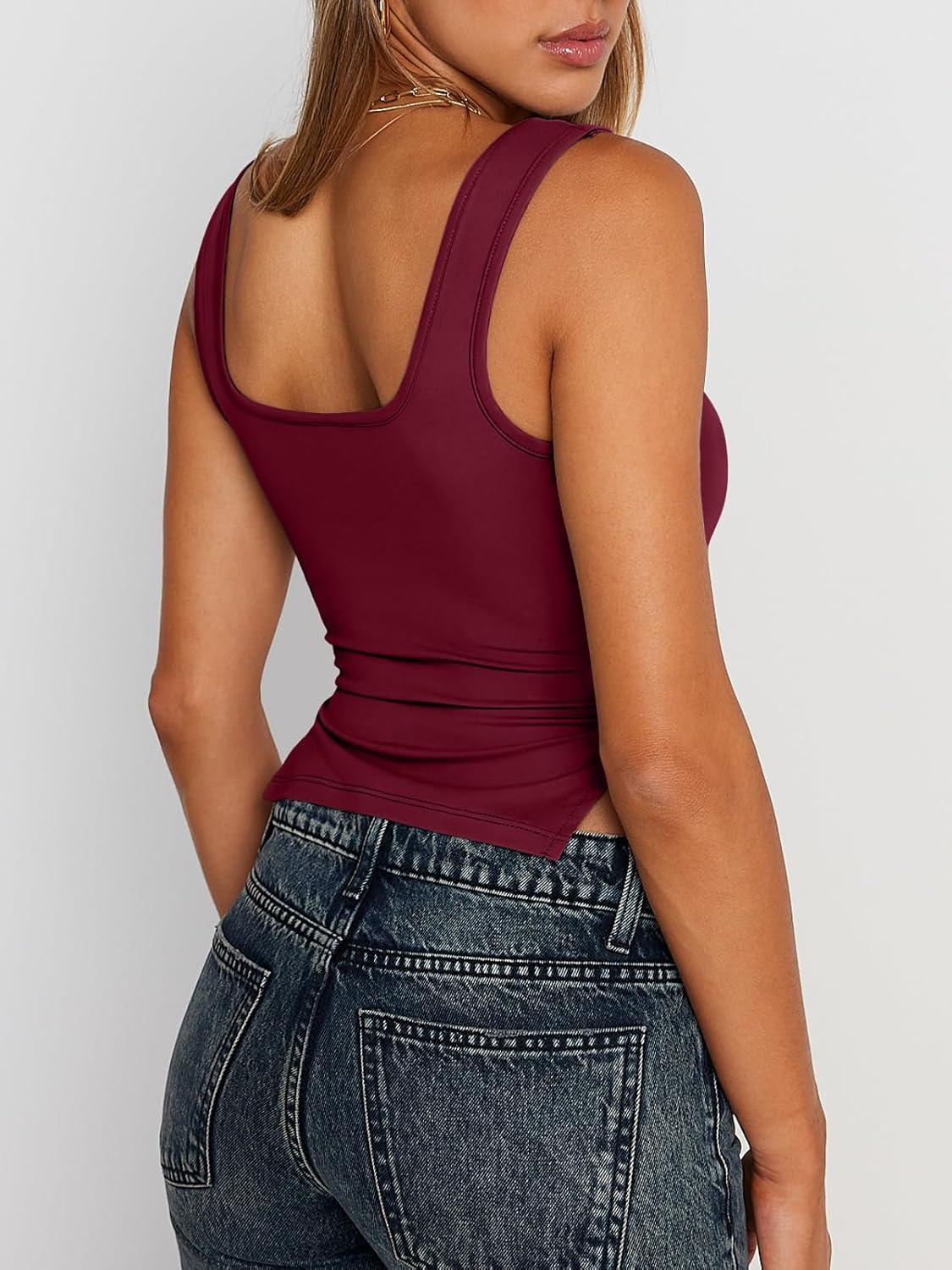 imageTrendy Queen Womens Going Out Crop Tops Backless Tank Tops Summer Y2k Teen Girls Basics Cute ClothesBurgundy
