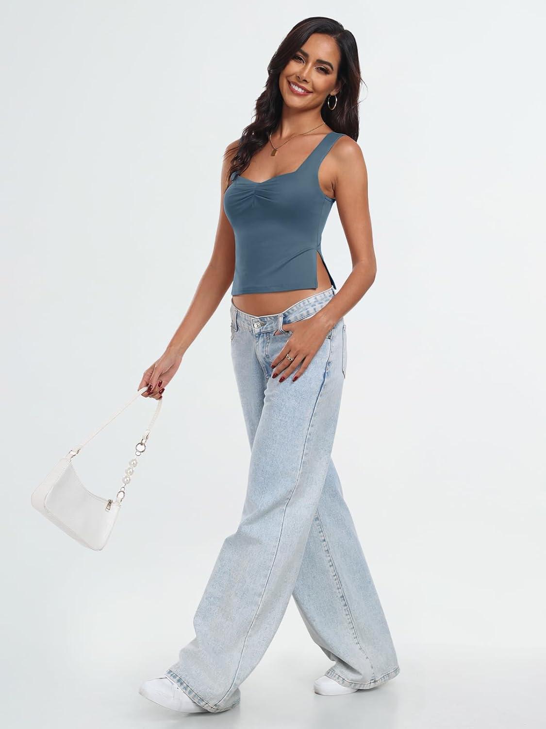 imageTrendy Queen Womens Going Out Crop Tops Backless Tank Tops Summer Y2k Teen Girls Basics Cute ClothesHazeblue