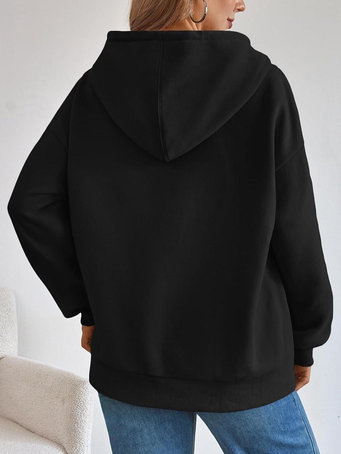 imageTrendy Queen Womens Hoodies Fleece Fashion Half Zip Sweatshirts Cute Y2k Fall Clothes 2025Black