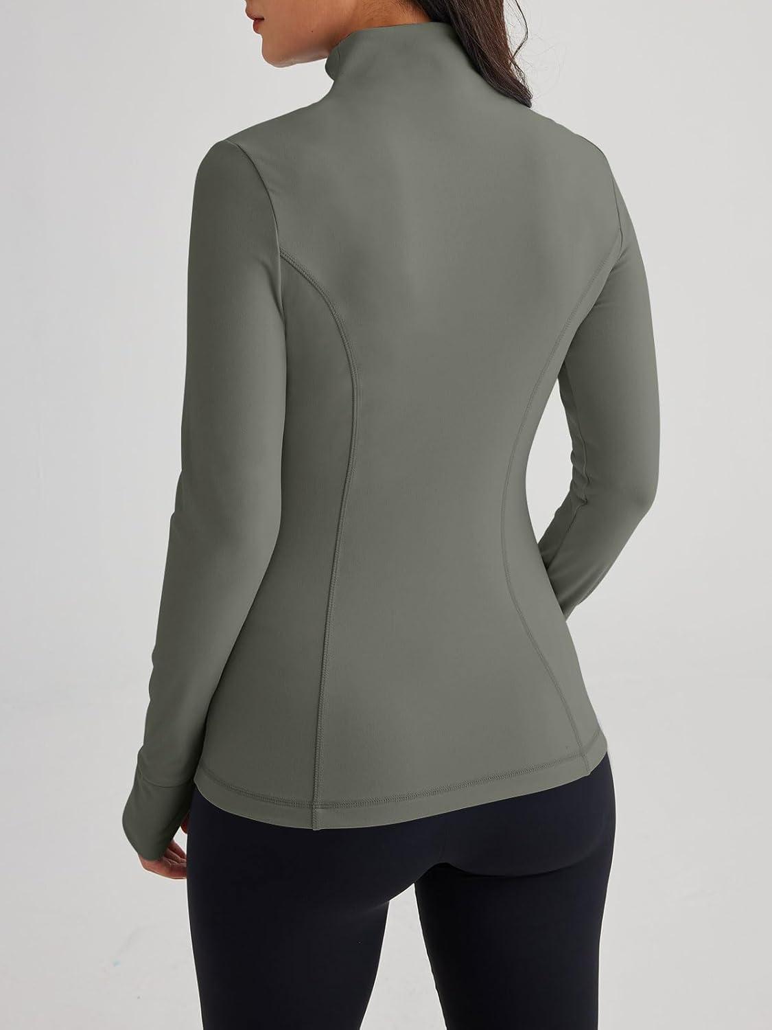 imageTrendy Queen Womens Lightweight Zip Up Jackets 2025 Athletic Hoodies Fall Gym Shirts Running Workout Clothes with PocketArmygreen