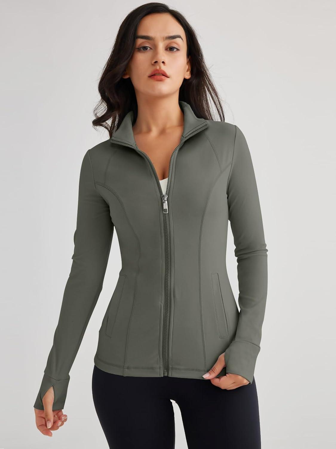 imageTrendy Queen Womens Lightweight Zip Up Jackets 2025 Athletic Hoodies Fall Gym Shirts Running Workout Clothes with PocketArmygreen