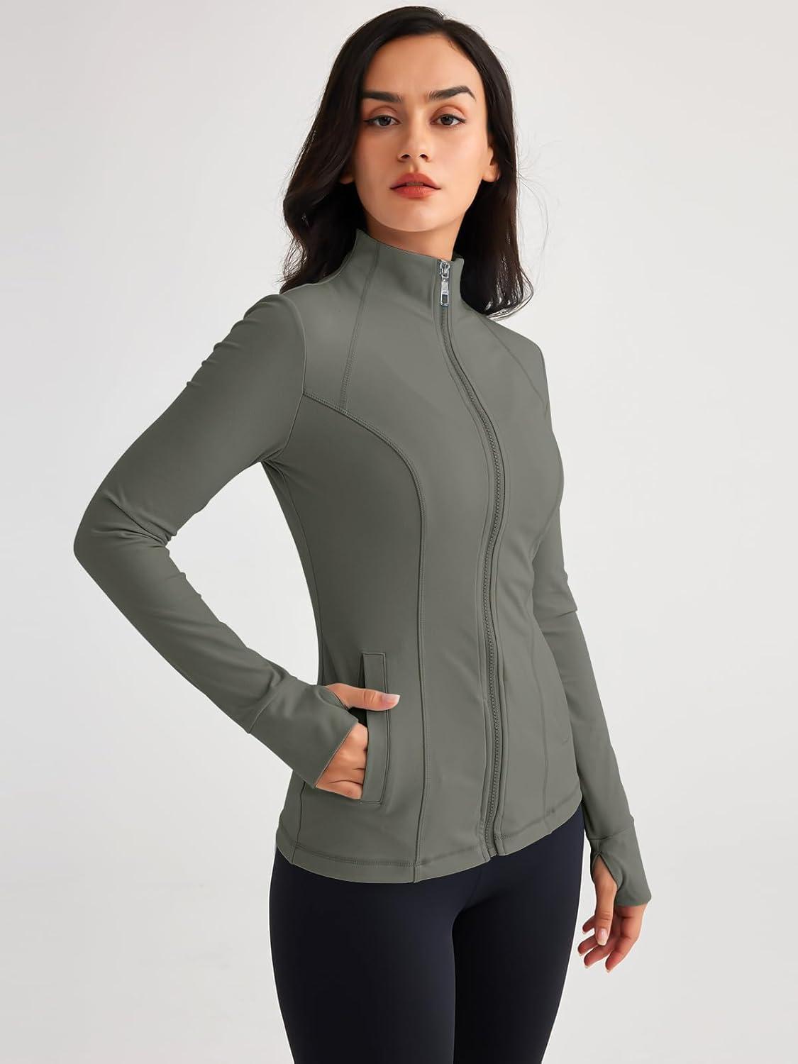 imageTrendy Queen Womens Lightweight Zip Up Jackets 2025 Athletic Hoodies Fall Gym Shirts Running Workout Clothes with PocketArmygreen