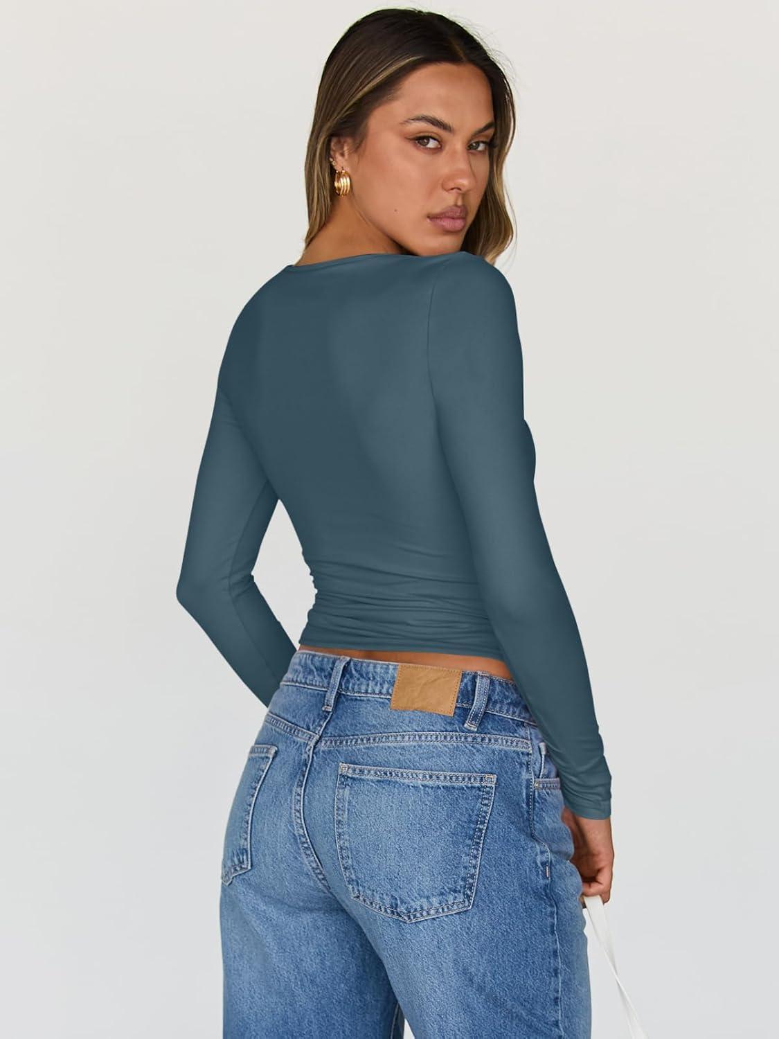 imageTrendy Queen Womens Long Sleeve Tops Going Out Top Trendy Cute Shirt Y2k Clothes Fashion Clothing Fall Outfits 2025Hazeblue