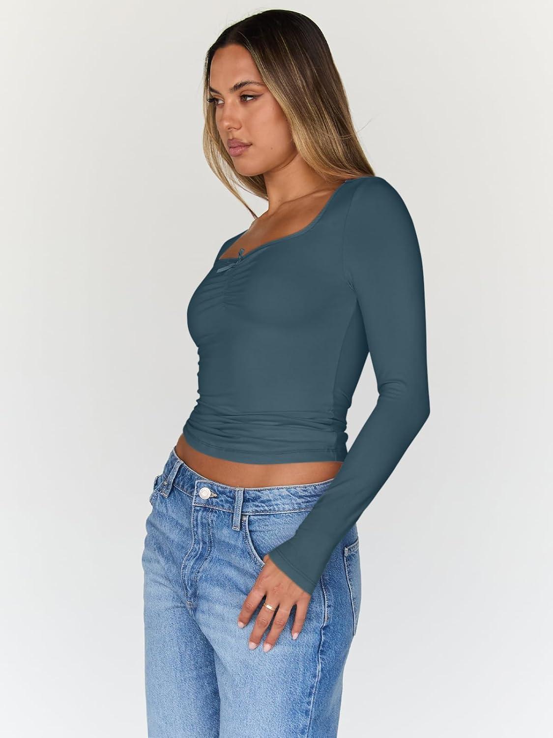 imageTrendy Queen Womens Long Sleeve Tops Going Out Top Trendy Cute Shirt Y2k Clothes Fashion Clothing Fall Outfits 2025Hazeblue