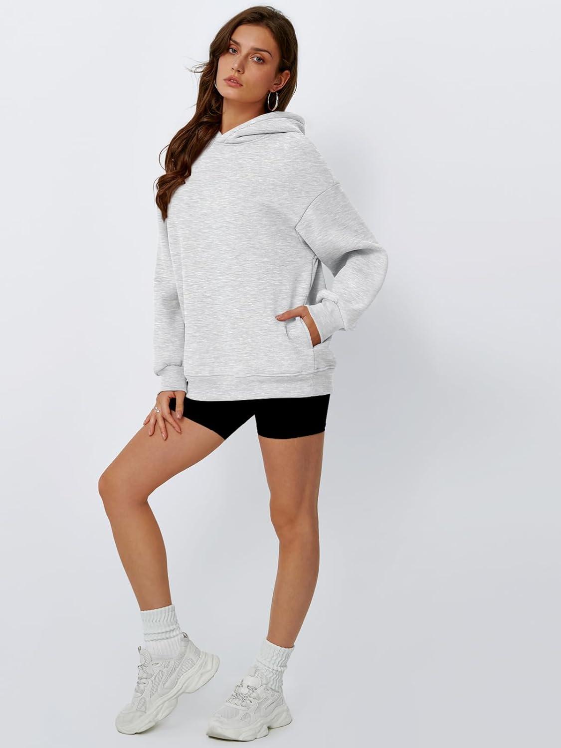 imageTrendy Queen Womens Oversized Hoodies Comfy Sweatshirts Fall Fashion 2025 Outfits Casual Tops Fleece Clothes with PocketsGrey