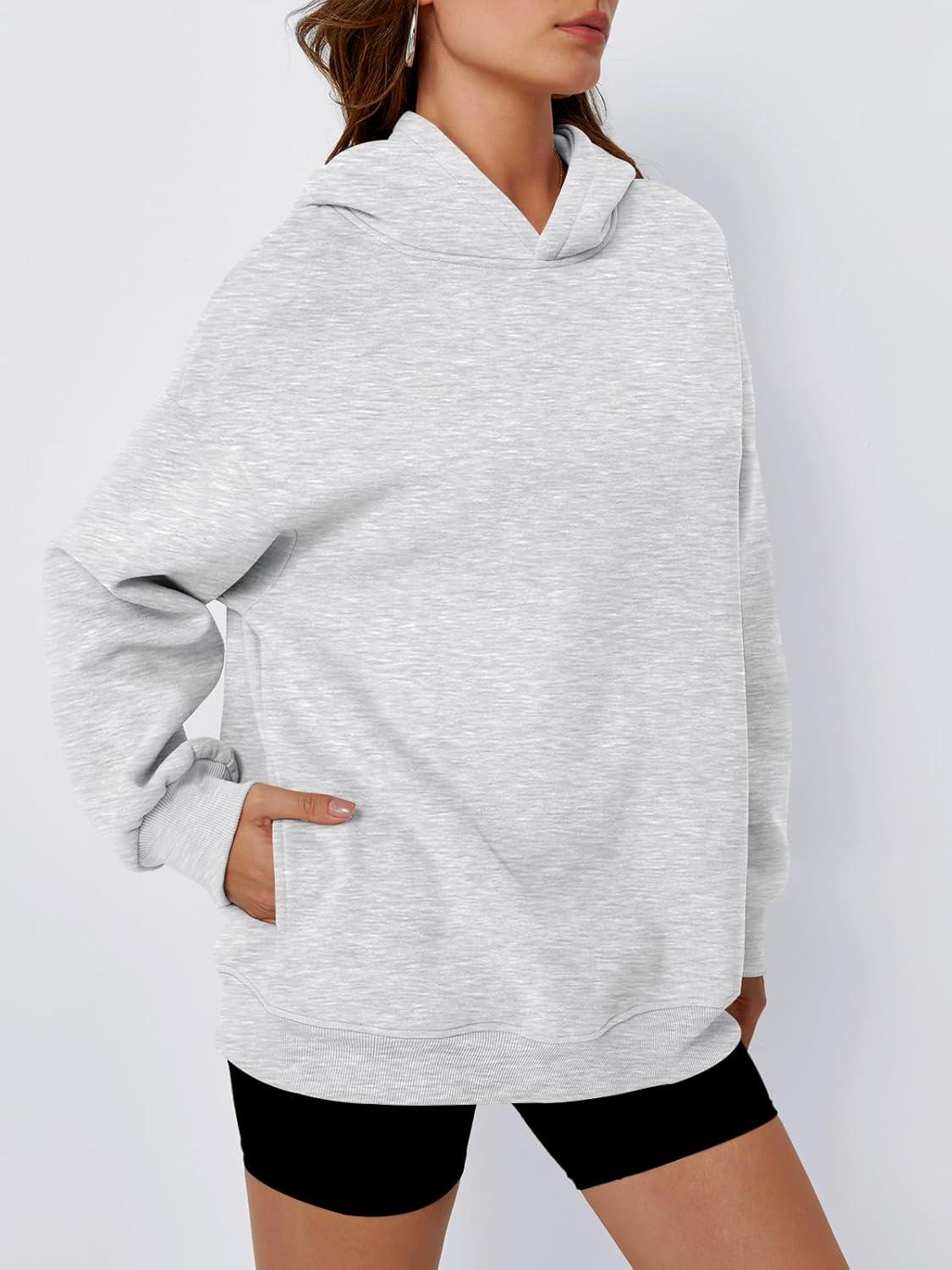 imageTrendy Queen Womens Oversized Hoodies Comfy Sweatshirts Fall Fashion 2025 Outfits Casual Tops Fleece Clothes with PocketsGrey