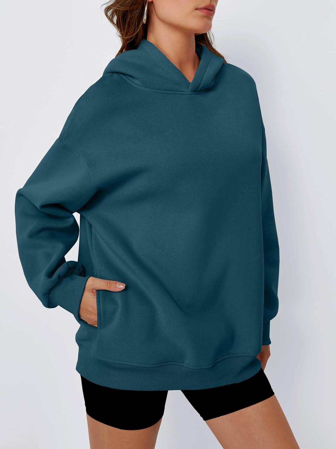 imageTrendy Queen Womens Oversized Hoodies Comfy Sweatshirts Fall Fashion 2025 Outfits Casual Tops Fleece Clothes with PocketsNavy