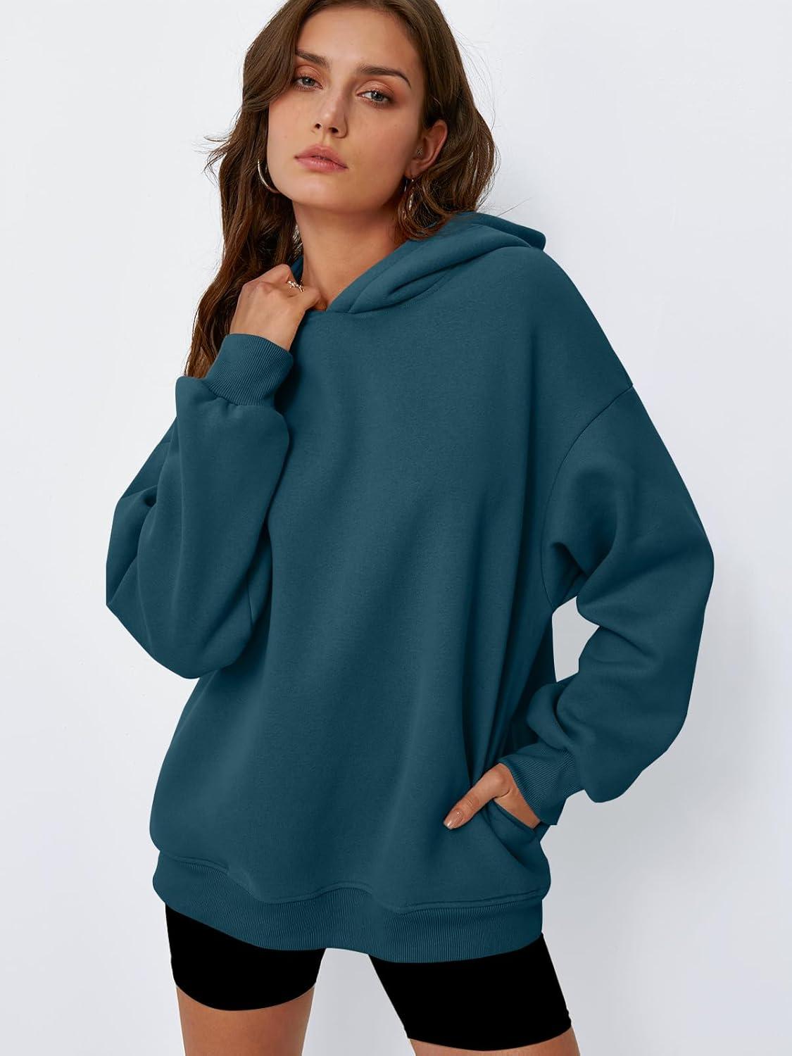 imageTrendy Queen Womens Oversized Hoodies Comfy Sweatshirts Fall Fashion 2025 Outfits Casual Tops Fleece Clothes with PocketsNavy