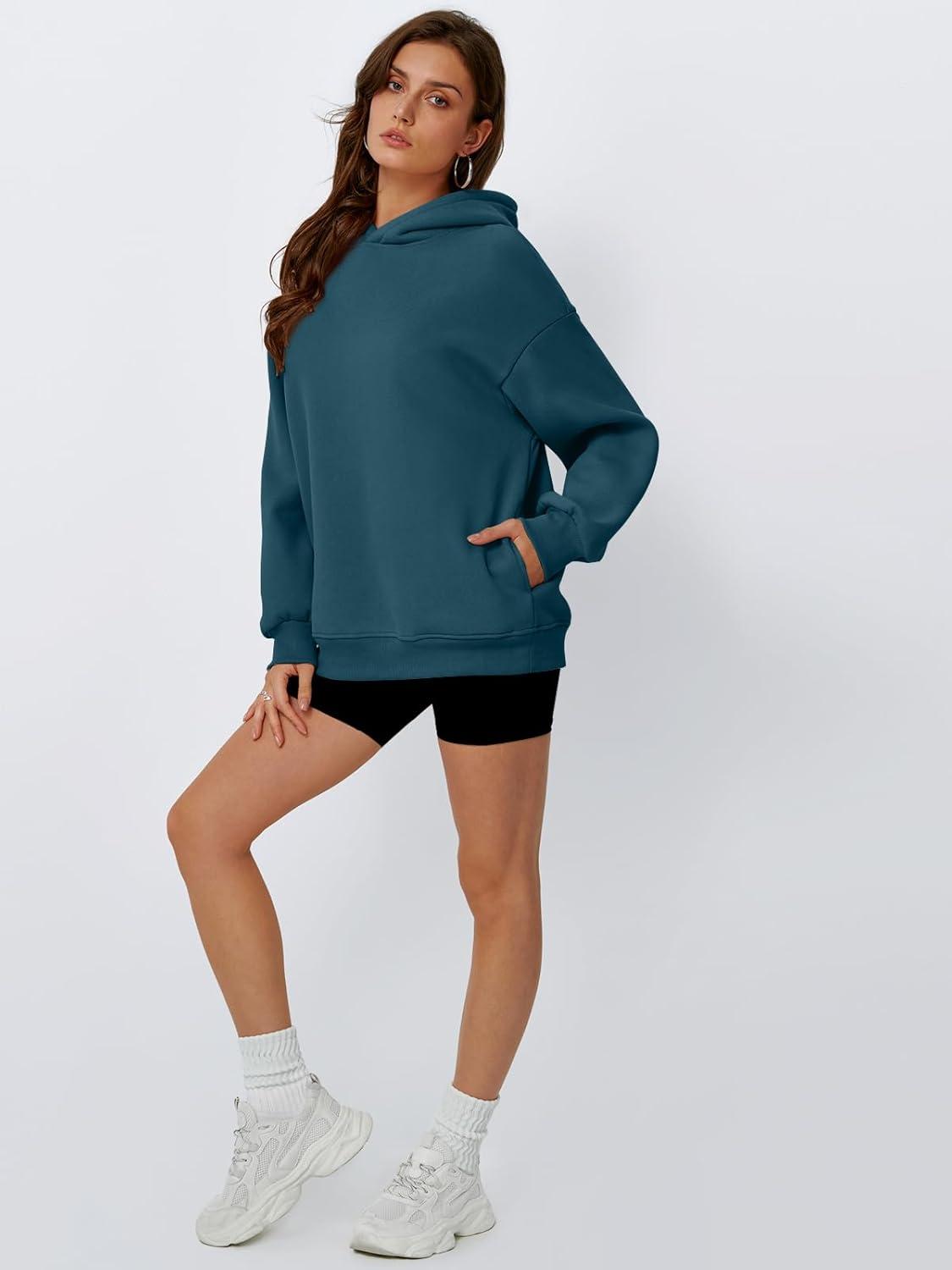 imageTrendy Queen Womens Oversized Hoodies Comfy Sweatshirts Fall Fashion 2025 Outfits Casual Tops Fleece Clothes with PocketsNavy