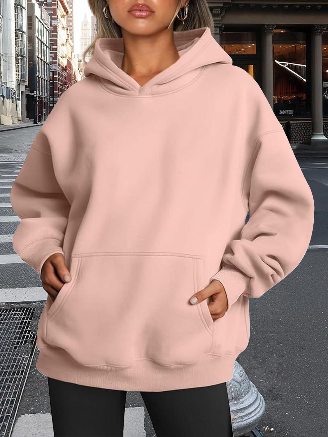 imageTrendy Queen Womens Oversized Hoodies Fleece Sweatshirts Fall Fashion Pullover Sweaters Winter ClothesBlush Pink