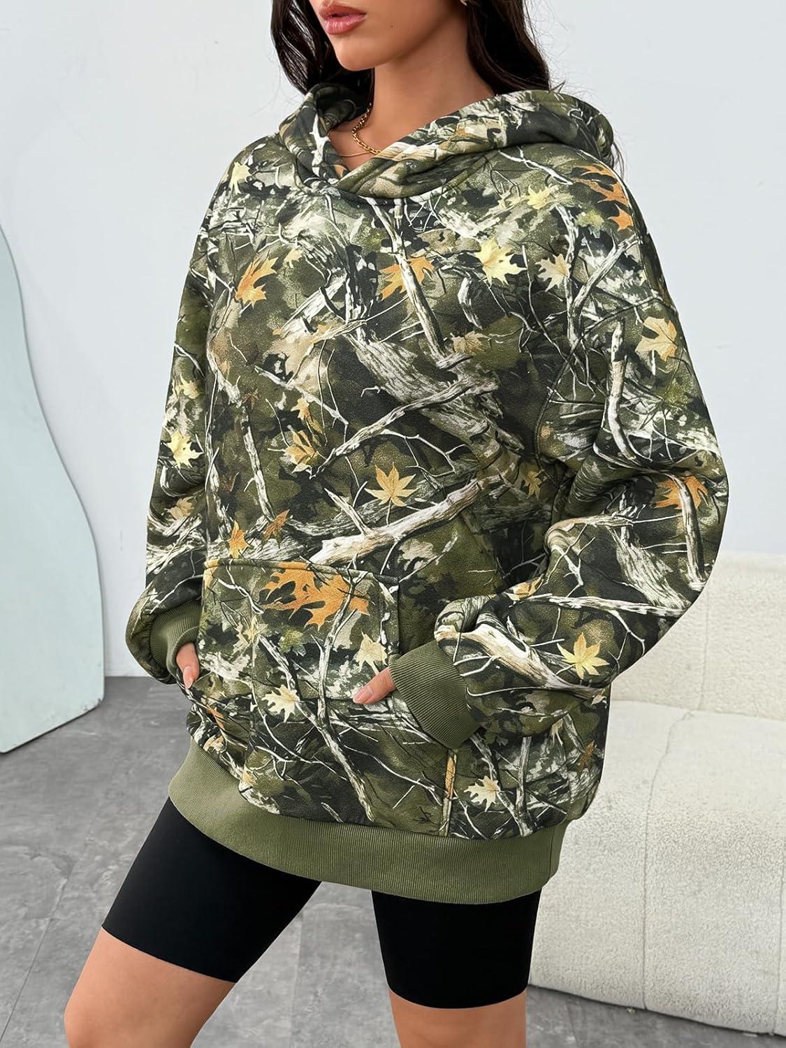 imageTrendy Queen Womens Oversized Hoodies Fleece Sweatshirts Fall Fashion Pullover Sweaters Winter ClothesCamo Darkgreen