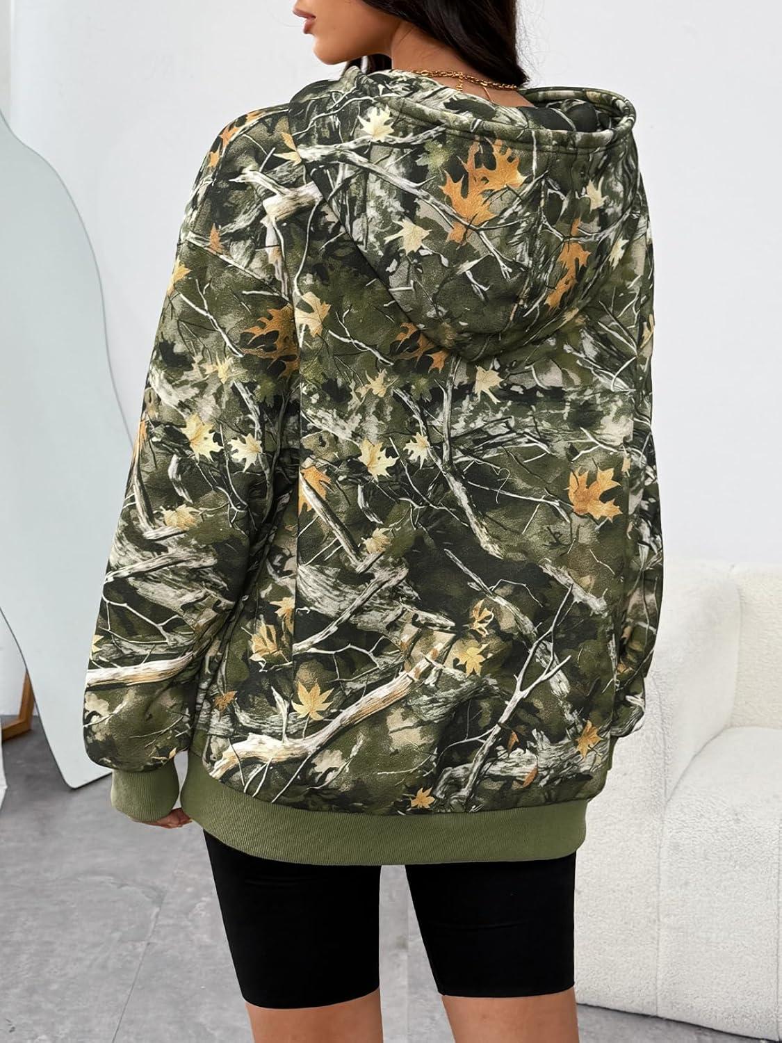 imageTrendy Queen Womens Oversized Hoodies Fleece Sweatshirts Fall Fashion Pullover Sweaters Winter ClothesCamo Darkgreen