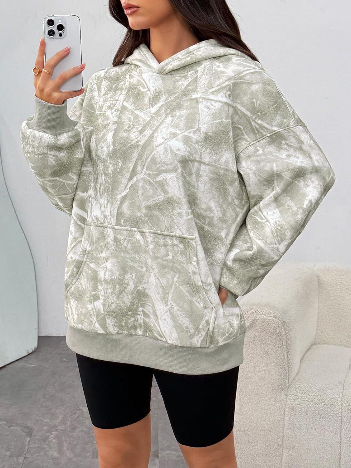 imageTrendy Queen Womens Oversized Hoodies Fleece Sweatshirts Fall Fashion Pullover Sweaters Winter ClothesCamo Lightgreen