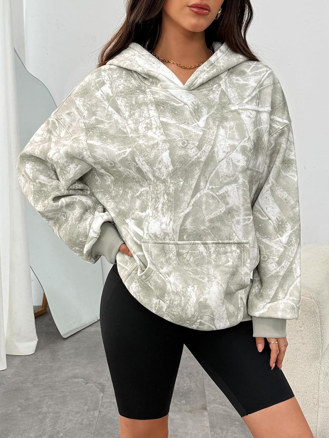 imageTrendy Queen Womens Oversized Hoodies Fleece Sweatshirts Fall Fashion Pullover Sweaters Winter ClothesCamo Lightgreen