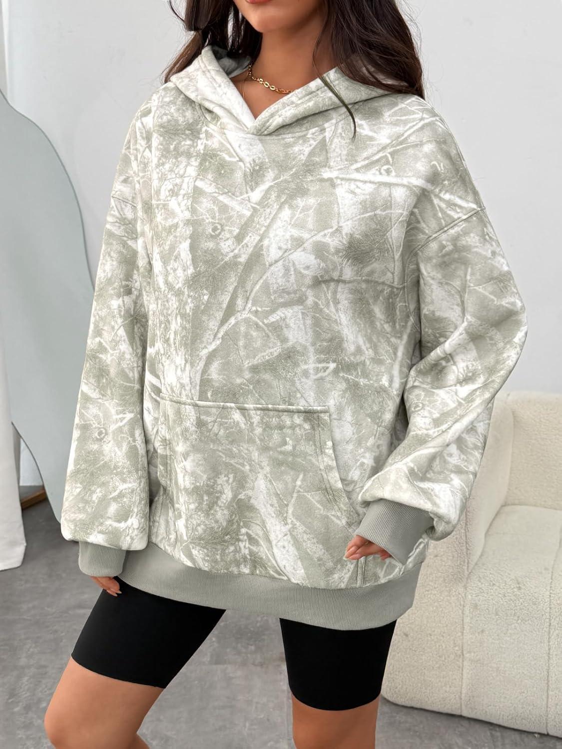 imageTrendy Queen Womens Oversized Hoodies Fleece Sweatshirts Fall Fashion Pullover Sweaters Winter ClothesCamo Lightgreen