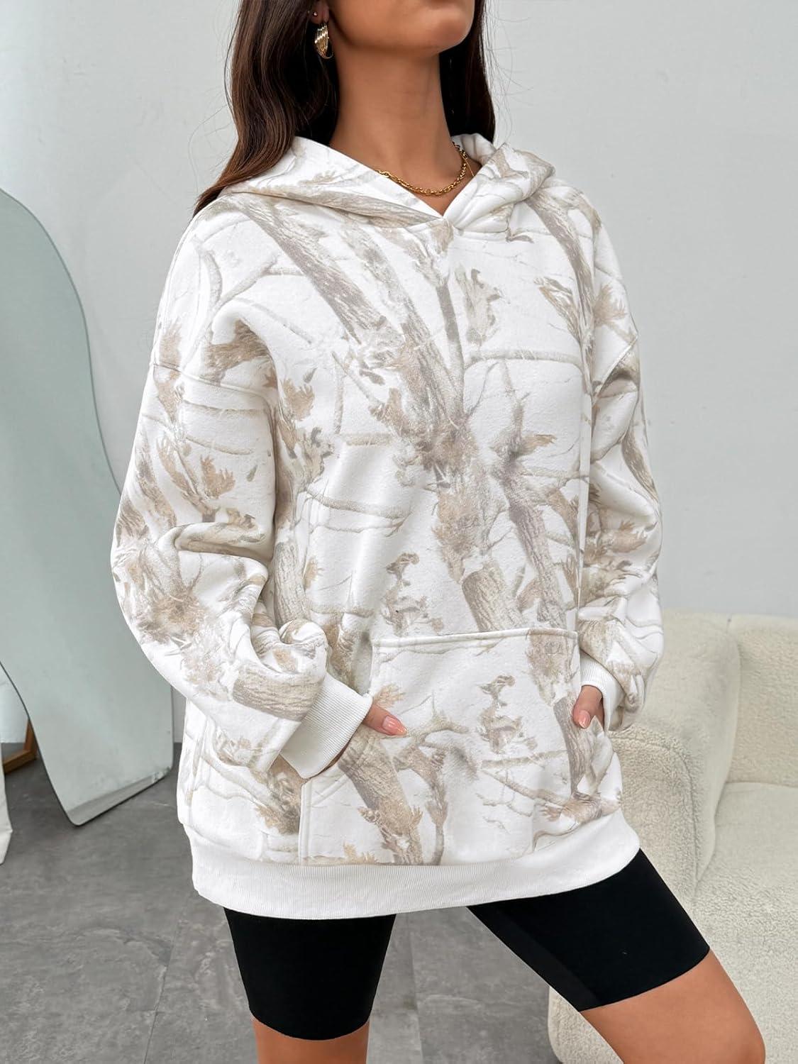 imageTrendy Queen Womens Oversized Hoodies Fleece Sweatshirts Fall Fashion Pullover Sweaters Winter ClothesCamo White