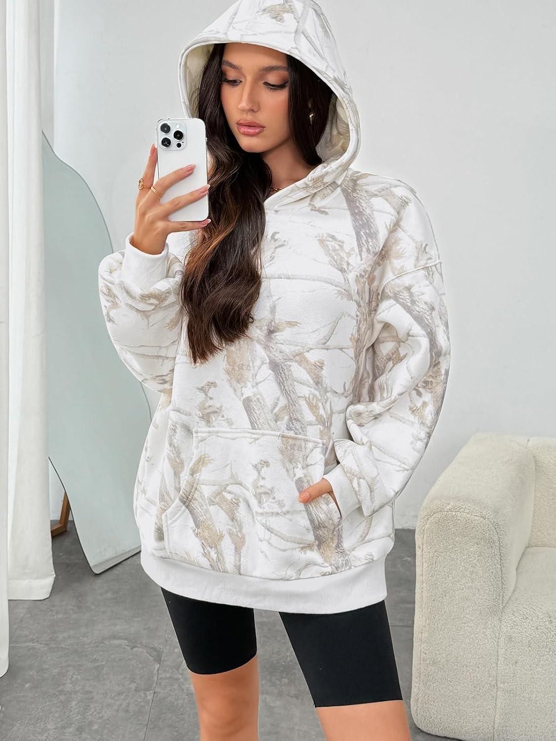 imageTrendy Queen Womens Oversized Hoodies Fleece Sweatshirts Fall Fashion Pullover Sweaters Winter ClothesCamo White