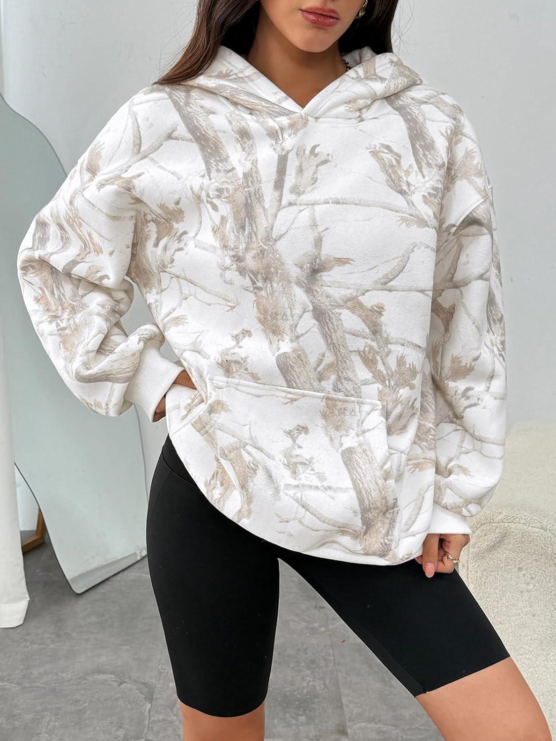 imageTrendy Queen Womens Oversized Hoodies Fleece Sweatshirts Fall Fashion Pullover Sweaters Winter ClothesCamo White