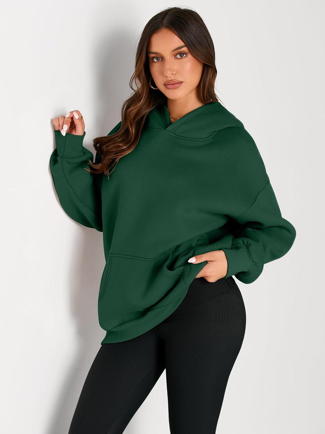 imageTrendy Queen Womens Oversized Hoodies Fleece Sweatshirts Fall Fashion Pullover Sweaters Winter ClothesDark Green
