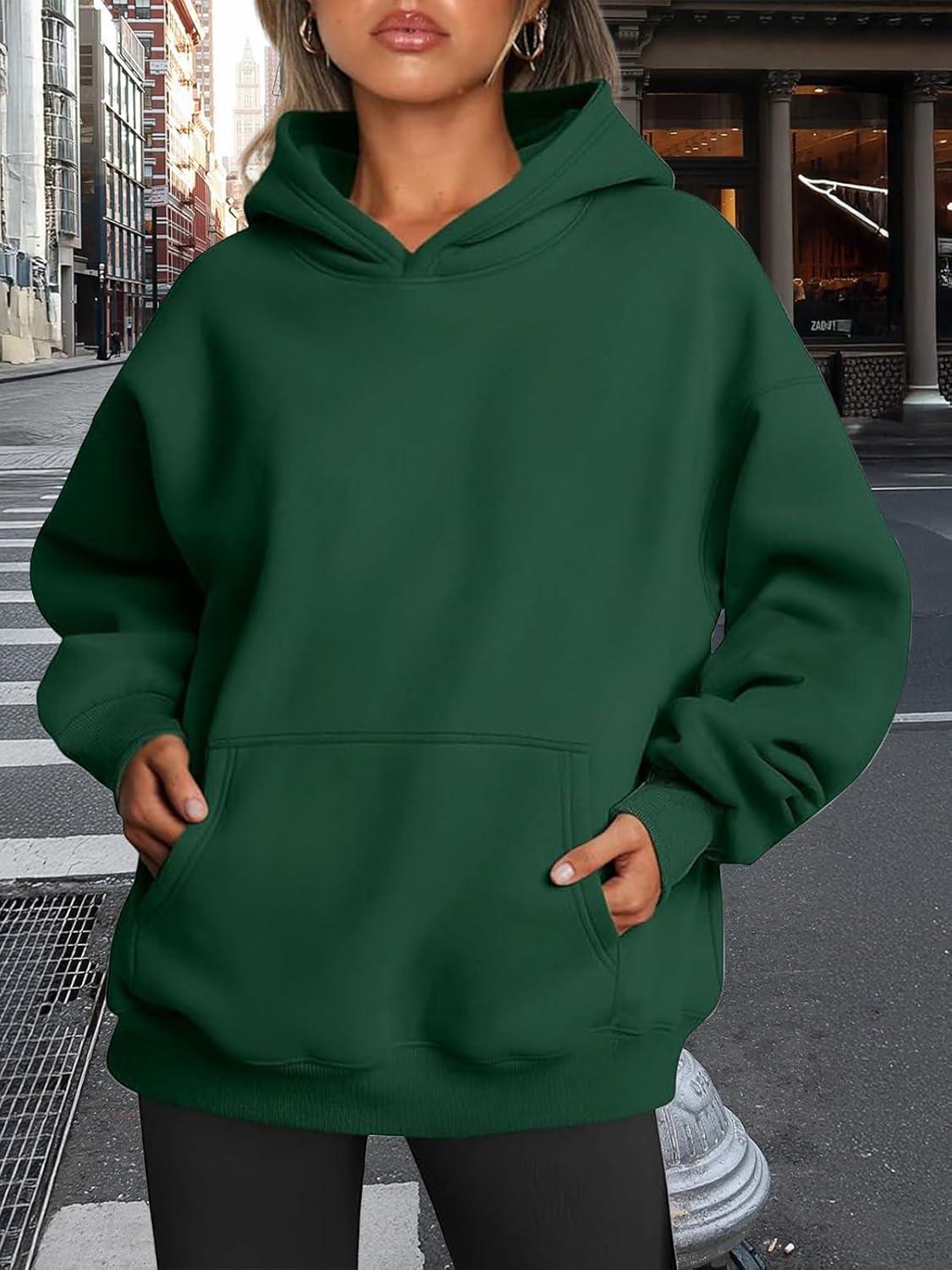 imageTrendy Queen Womens Oversized Hoodies Fleece Sweatshirts Fall Fashion Pullover Sweaters Winter ClothesDark Green