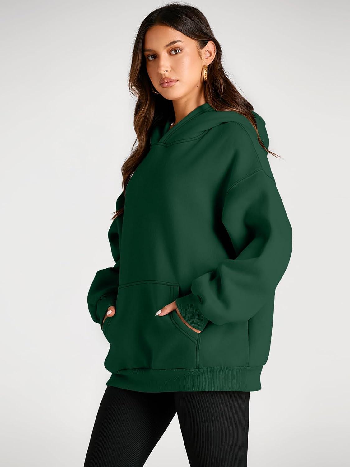 imageTrendy Queen Womens Oversized Hoodies Fleece Sweatshirts Fall Fashion Pullover Sweaters Winter ClothesDark Green