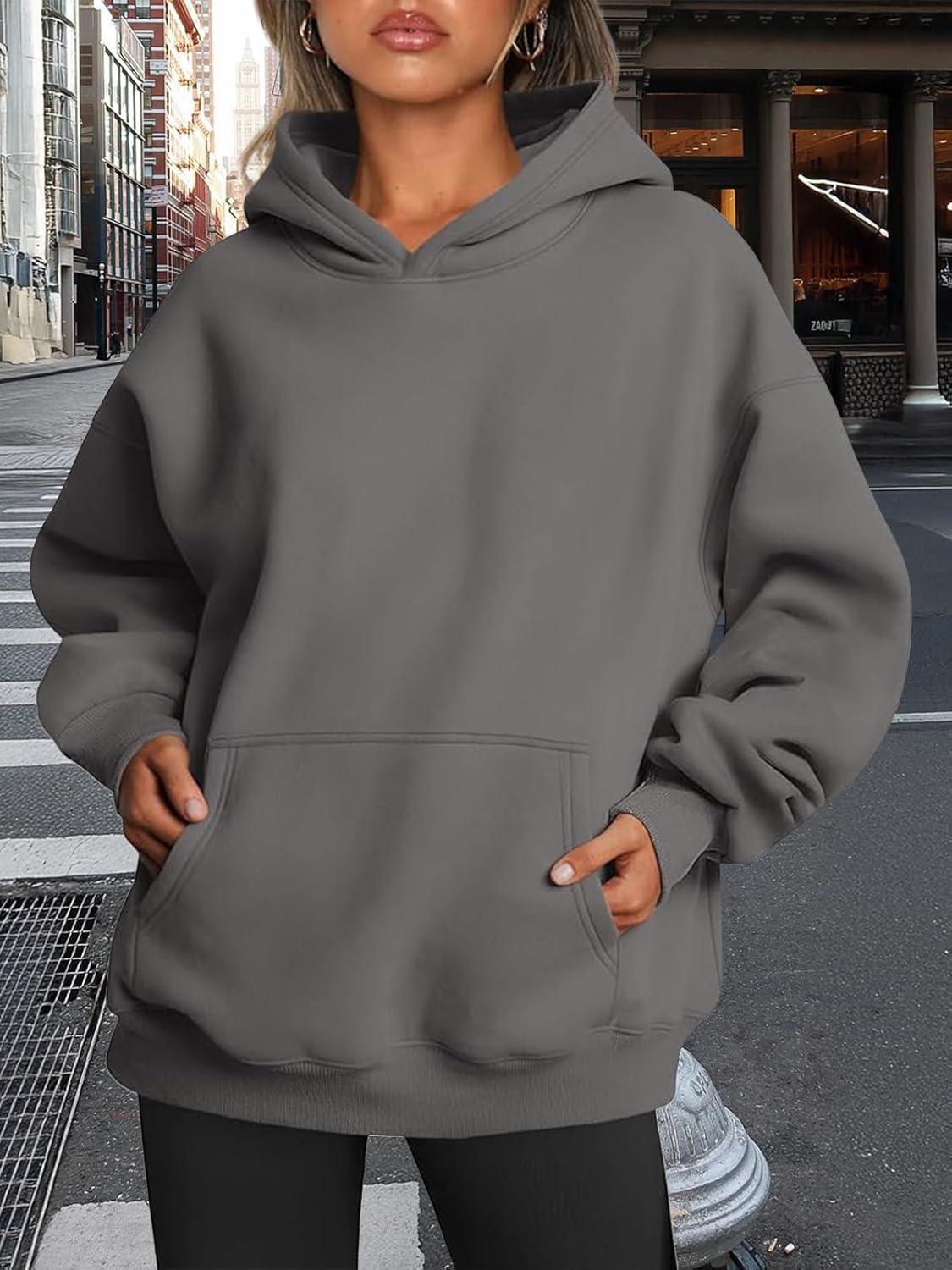 imageTrendy Queen Womens Oversized Hoodies Fleece Sweatshirts Fall Fashion Pullover Sweaters Winter ClothesDark Grey