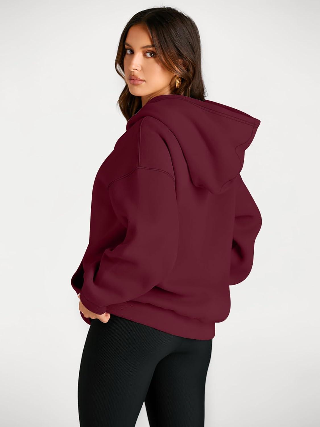imageTrendy Queen Womens Oversized Hoodies Fleece Sweatshirts Fall Fashion Pullover Sweaters Winter ClothesDeep Red