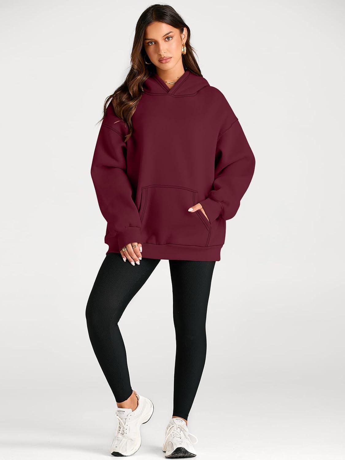 imageTrendy Queen Womens Oversized Hoodies Fleece Sweatshirts Fall Fashion Pullover Sweaters Winter ClothesDeep Red
